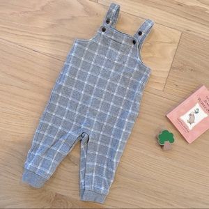 Janie & Jack Gray Plaid Overalls 6-12 mo